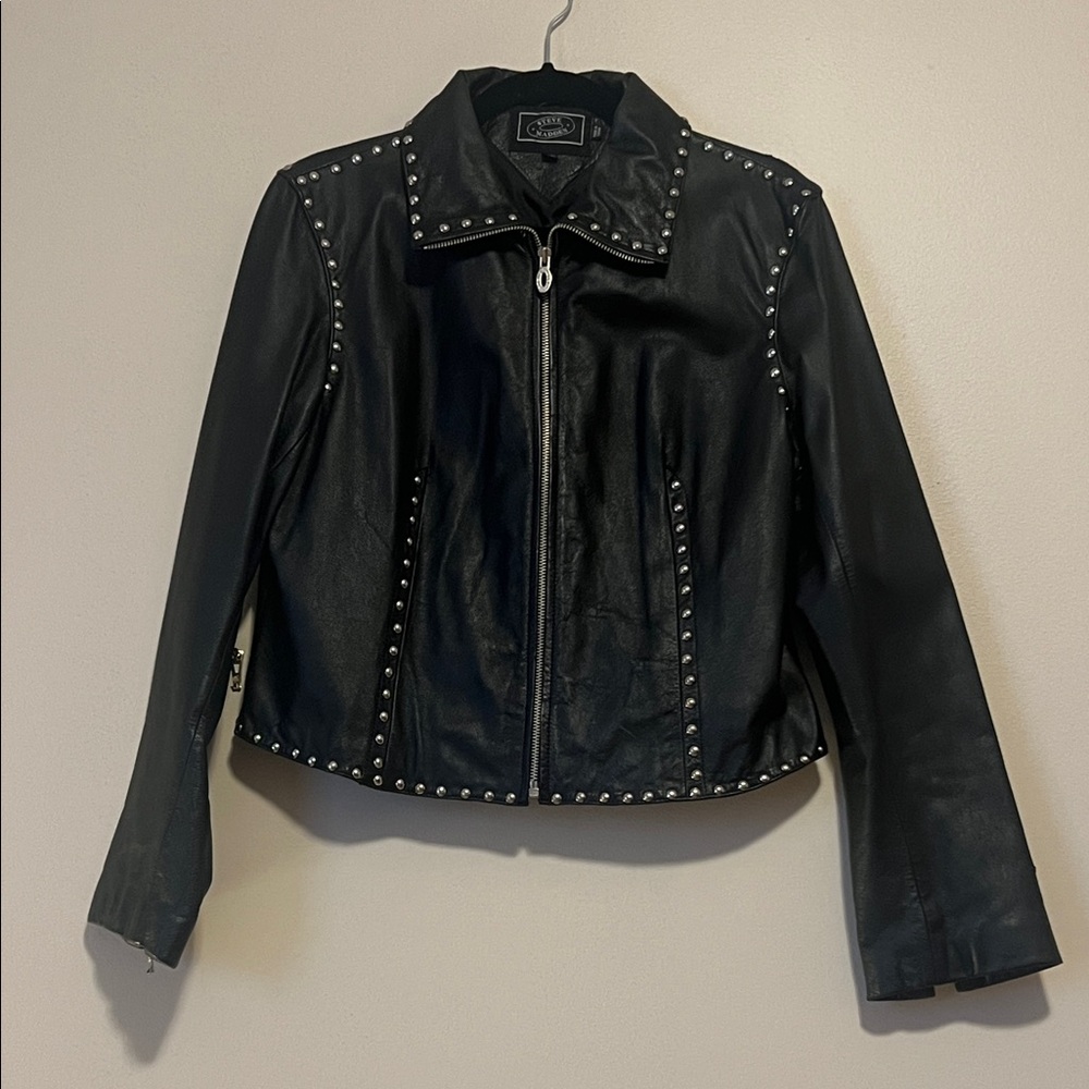 Steve Madden Studded Black Leather Jacket size XL
